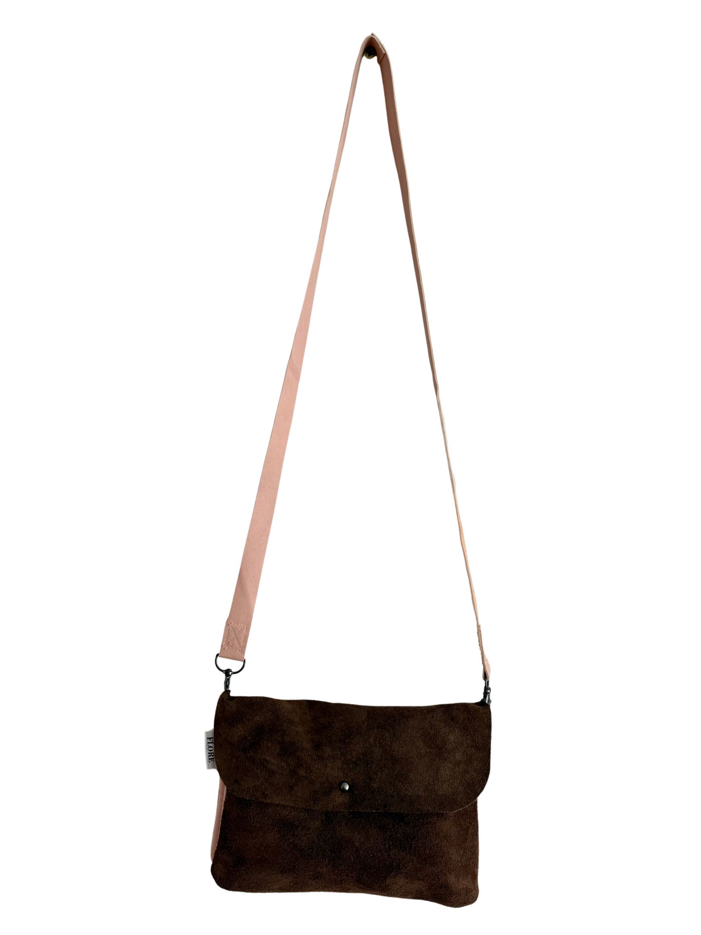 Bruin-roze crossbody.bag