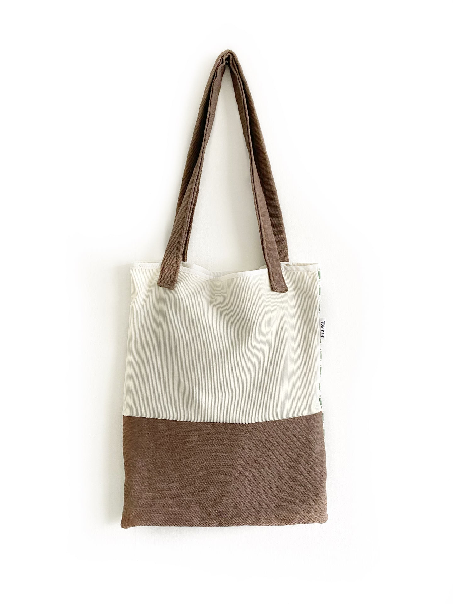 Wit-groen gestreepte tote.bag